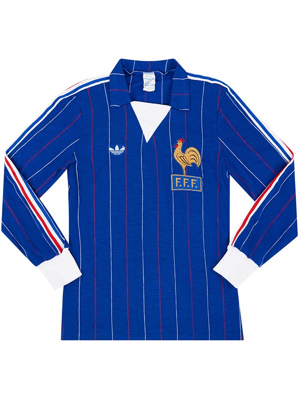 France domicile maillot rétro à manches longues premier uniforme de football kit de football pour hommes chemise haute 1980